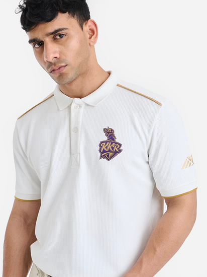 KKR White Travel Polo - Cricket Uniforms