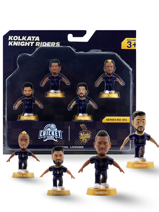 KKR Pack of 4, IPL Edition, Miniature Collectables with 360° Rotatable Heads