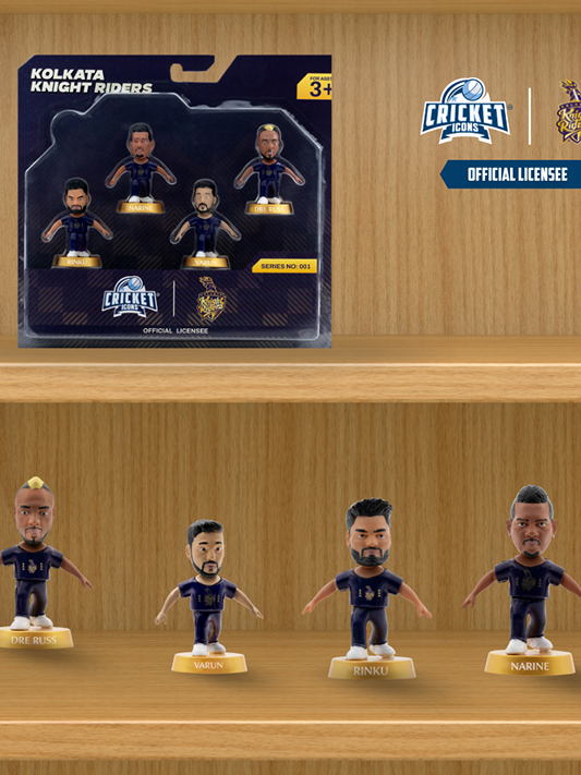 KKR Pack of 4, IPL Edition, Miniature Collectables with 360° Rotatable Heads